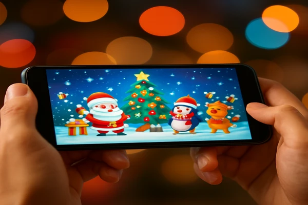 স্মার্টফোন হাতে থাকা একজন ব্যক্তি আরামদায়কভাবে অনলাইন গেম খেলছেন