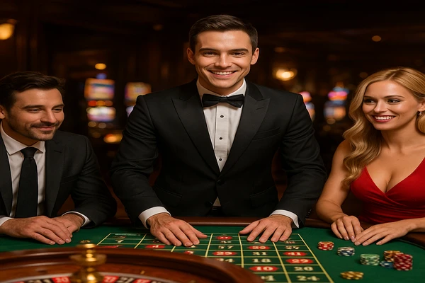 রং-বেরঙা স্লট মেশিন ও আলোর জোয়ারে ভরা গেমিং পরিবেশ