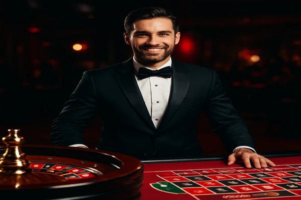 একজন পুরুষ ব্যক্তি অনলাইন গেম জয় উদযাপন করছেন, চারপাশে গেমিং প্রতীকগুলো ধীরে ধীরে ভাসছে